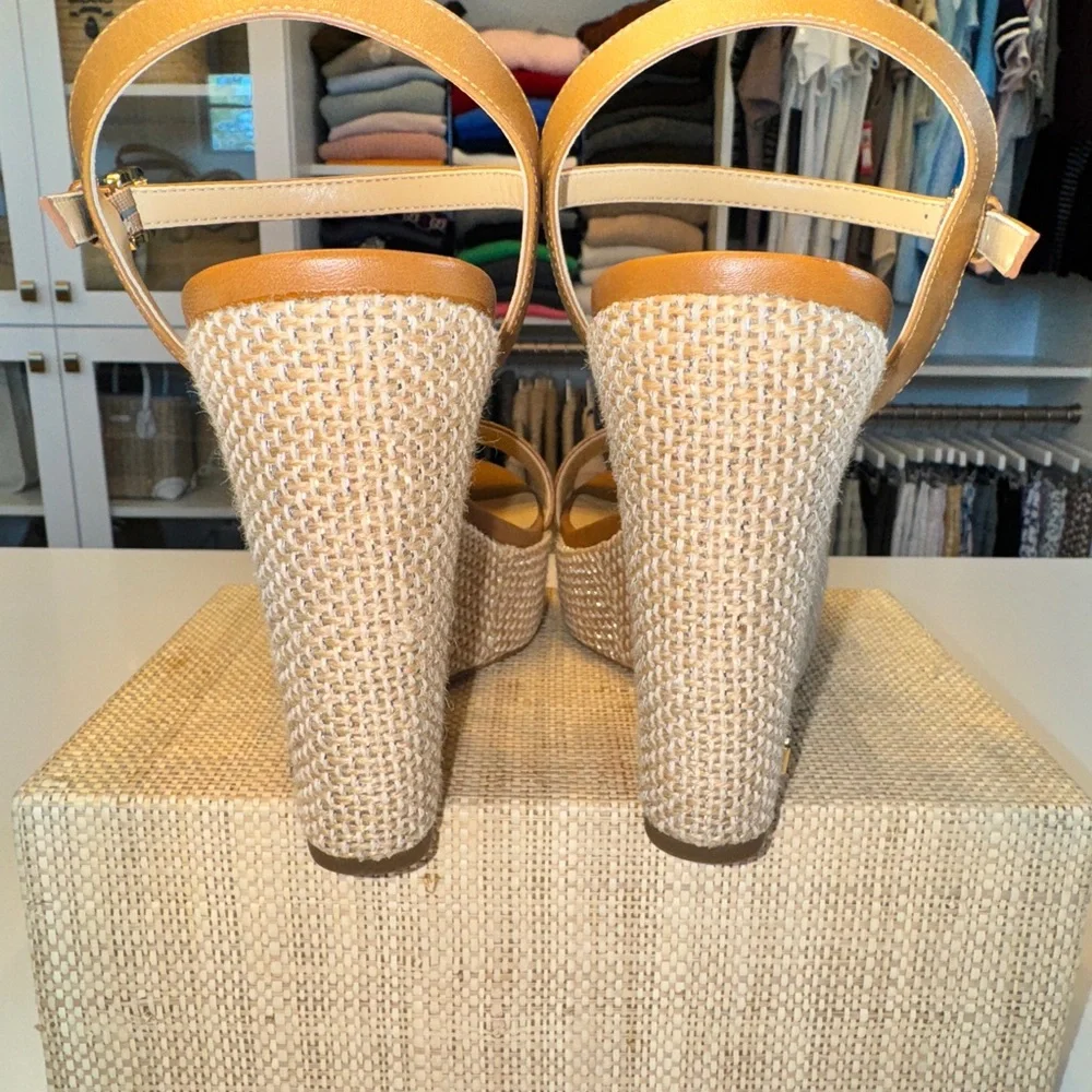 Michael Kors Camel and Cream Wedge Sandals - Picture 3 of 10